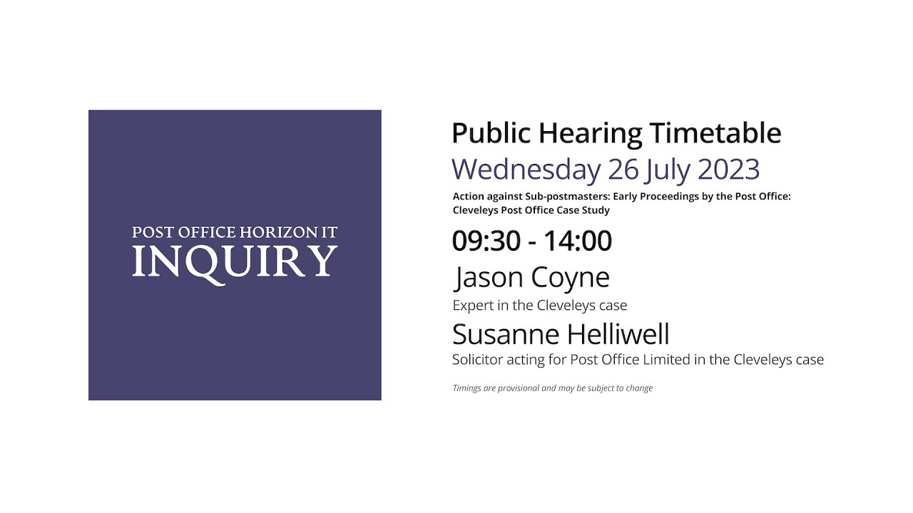 Jason Coyne - Susanne Helliwell - Day 59 (26 July 2023) - Post Office Horizon IT Inquiry