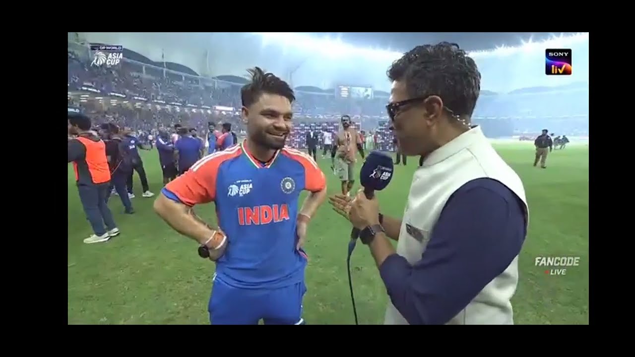 Indian team after beat pakistan##Asia cup final match, Rinku singh speech with manjrekar. 