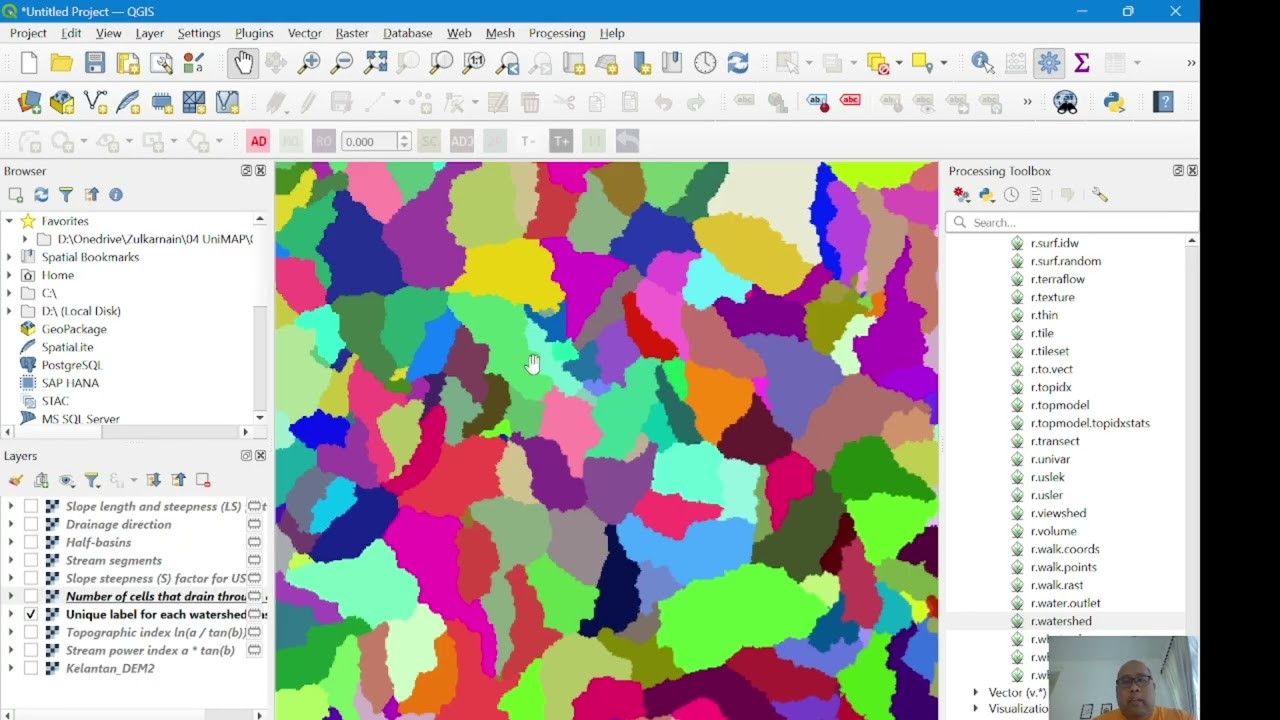 Stream & Catchment Delineation Using QGIS (r.watershed)