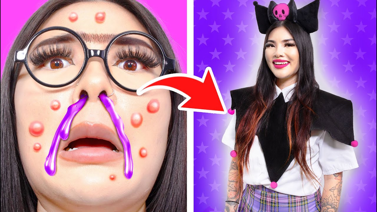 FROM NERD TO KUROMI IN REAL LIFE | KUROMI’S BAD DAY BY CRAFTY HACKS PLUS