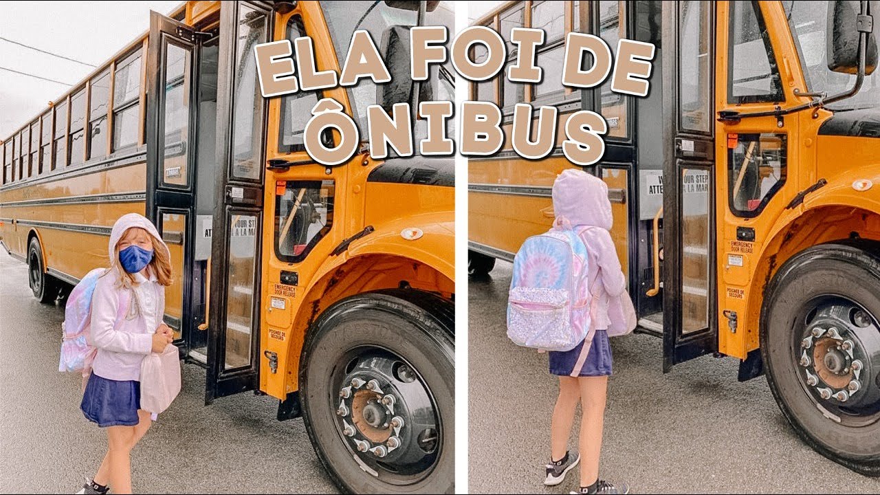 Primeiro dia dela indo para escola de School Bus no Canadá