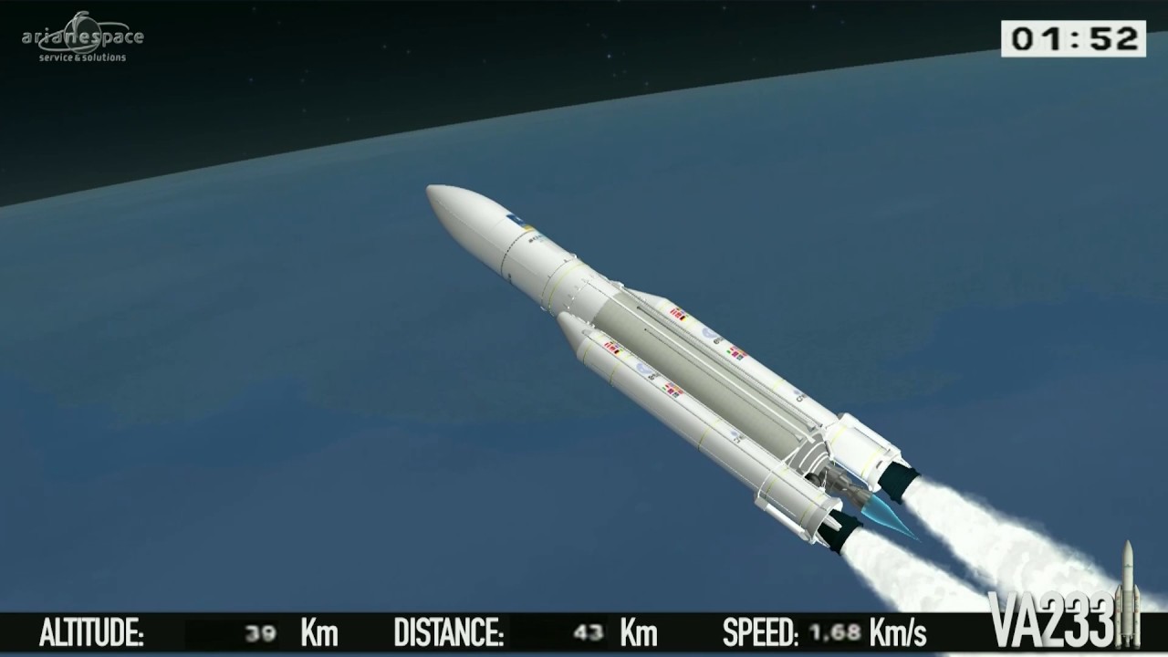 Ariane 5 lifts off from French Guiana with four Galileo spacecraft