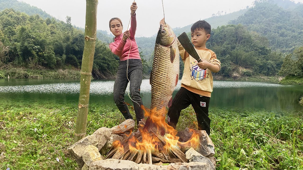 Catching giant fish in the mountains with a homemade fishing rod - Selling wild boar at the farm