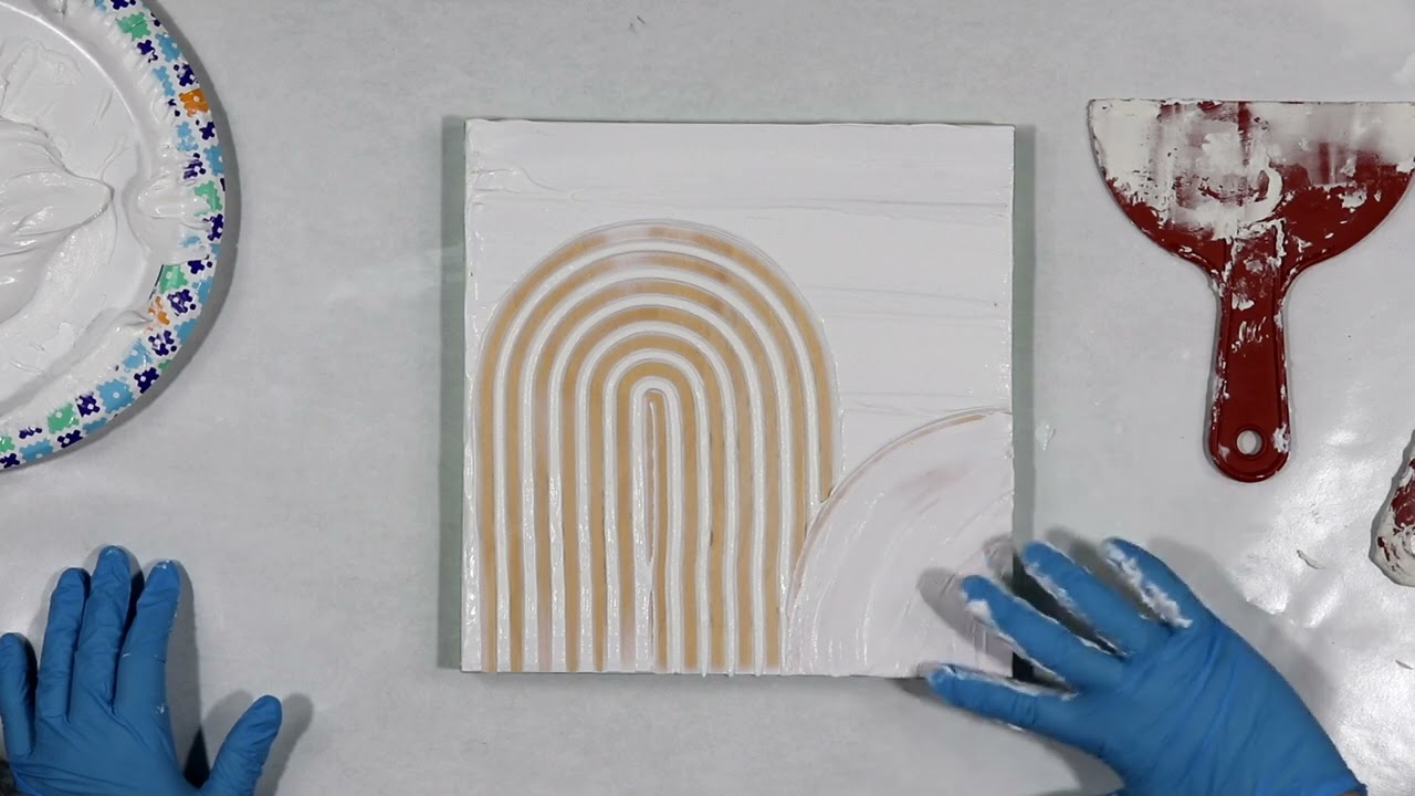 (143) Easy DIY Texture Art with Spackle and Gold Paint, How to Make Your Own Texture Art