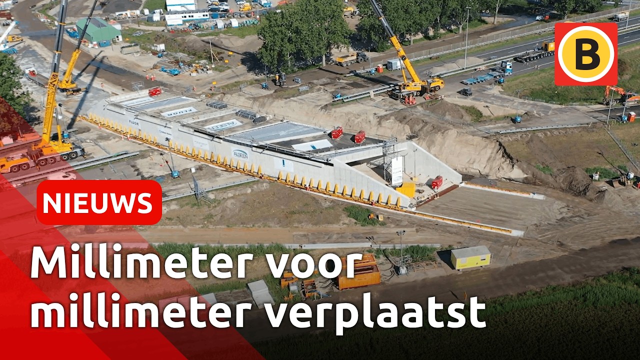 Tunnelbak van 6300 ton wordt onder A27 geschoven | Omroep Brabant