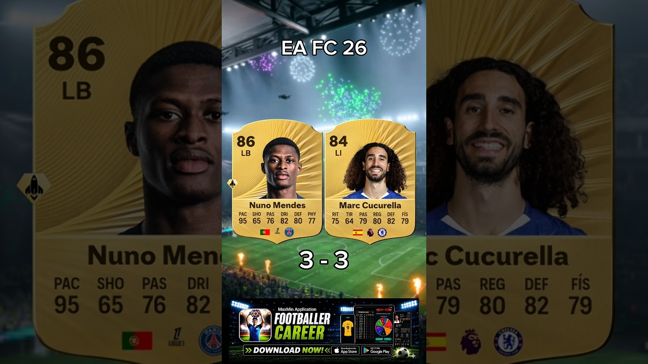 NUNO MENDES X CUCURELLA EVOLUTION CARD ON EA FC 26 #eafc26 #fifa