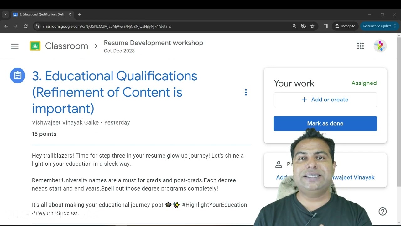 3. Educational Qualifications [Marathi] : Resume Workshop by VISHWAJEET.ORG