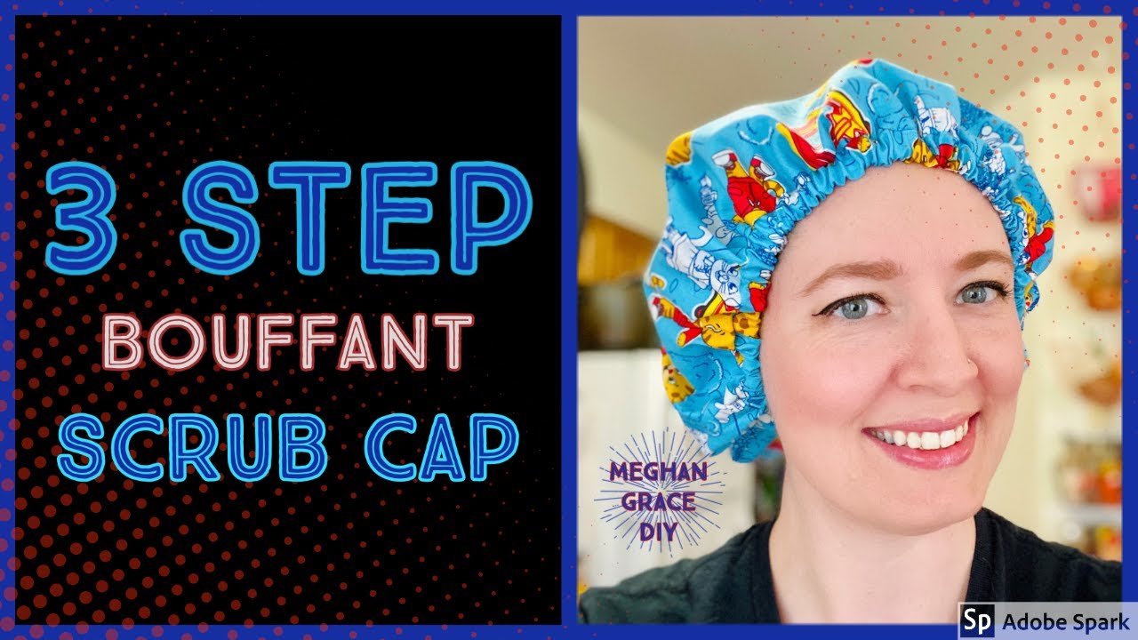 MAKE YOUR OWN BOUFFANT SURGICAL SCRUB CAP - Simple 3 Step Beginner Tutorial for Fabric Hair Cover