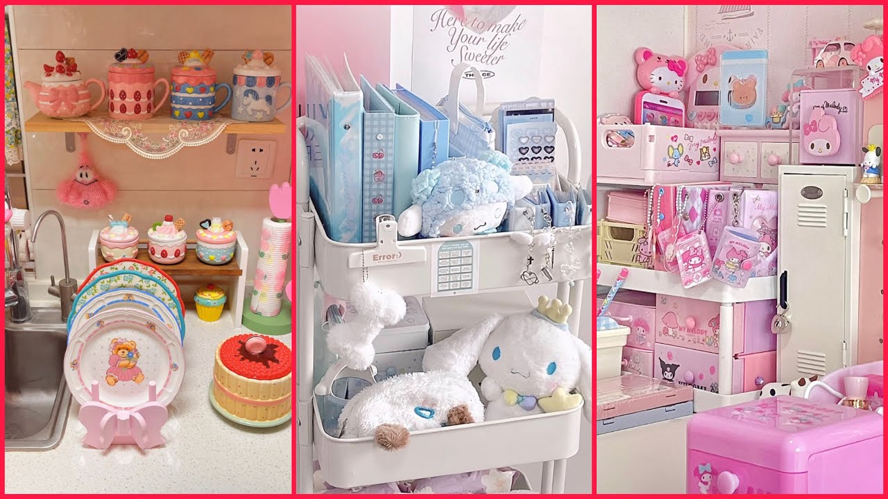 Kawaii Stationary Desk And Rack Organization🎀 | Kitchen And Huge Snacks Organizing✨