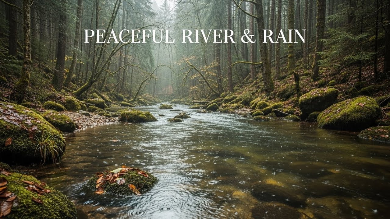 Relaxing Soothing Rainfall with Flowing River Sounds for Peaceful Sleep All Night