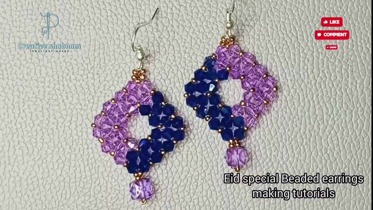 Handmade earrings tutorial: how to make earring with beads: earrings Banane ka tarika