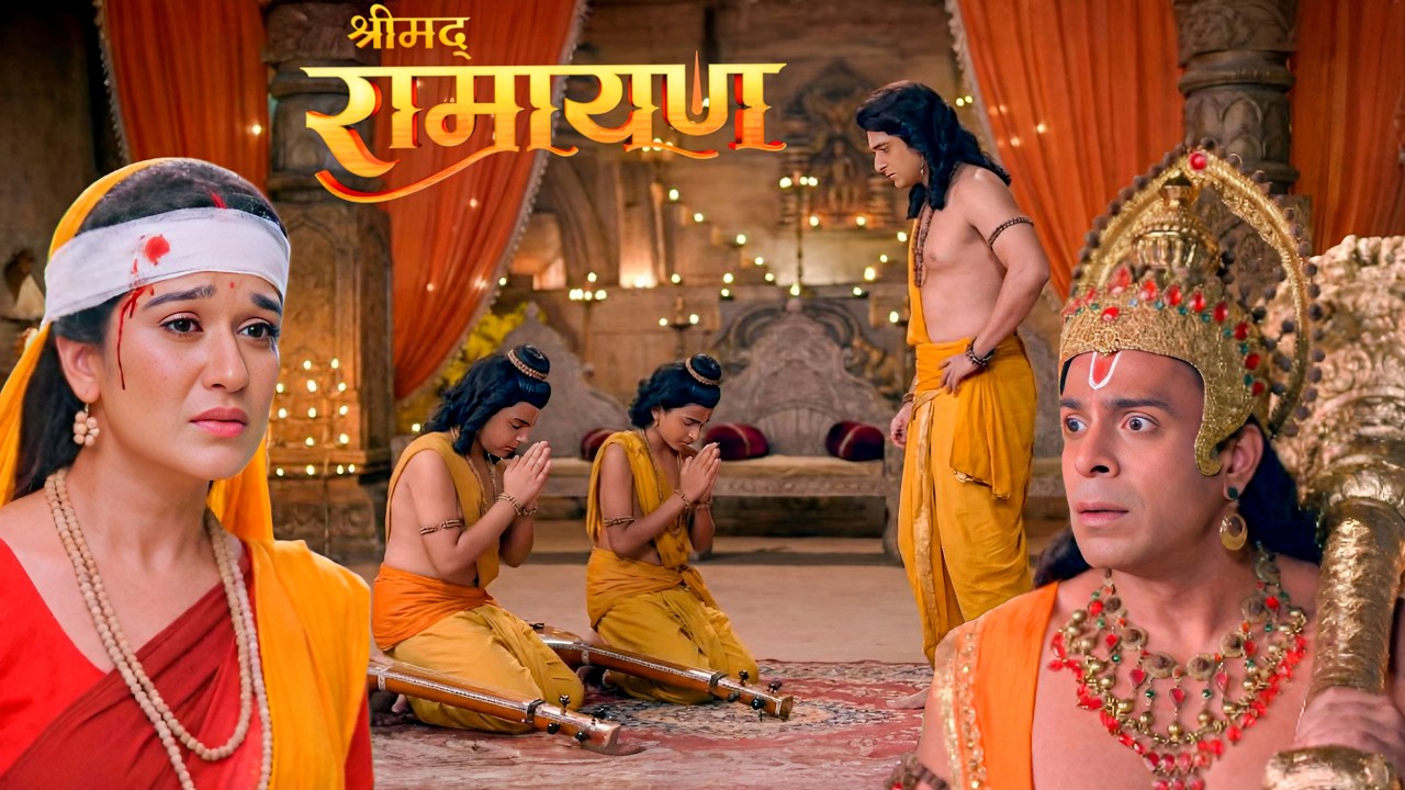सीता माता के सिर पर चोट देखकर राम ने लगाई लव-कुश को ज़ोरदार डांट || Shrimad Ramayan