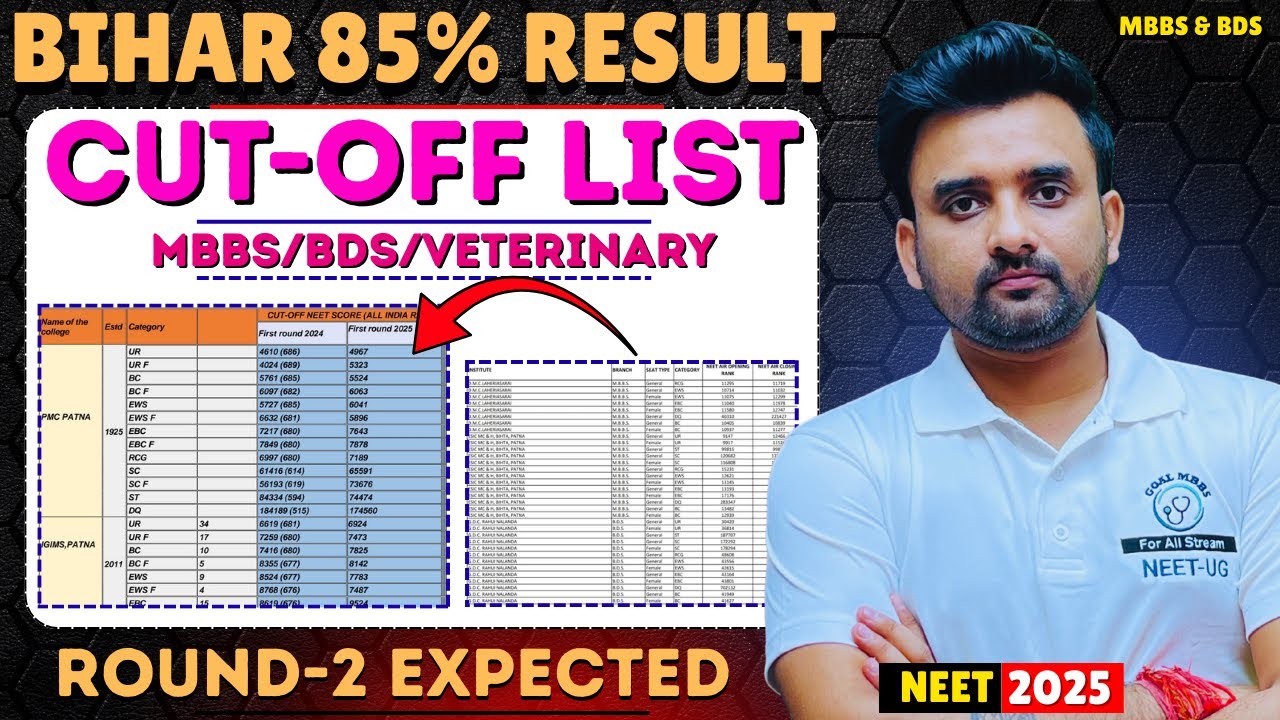 NEET 2025| BCECE ROUND-1 CUTOFF || BCECE UGMAC ROUND-2 EXPECTED CUTOFF