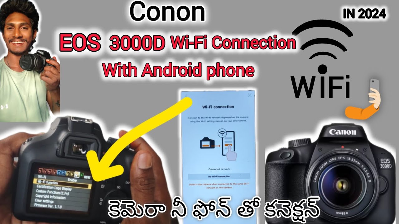 Canon EOS 3000D Wifi connection with smartphone | Canon 3000d connect mobile telugu | 3000d settings