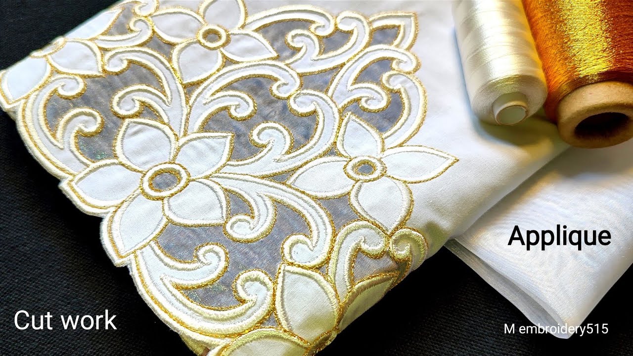 How to Cut work flowers embroidery design Applique Machine embroidery industrial zigzag machine