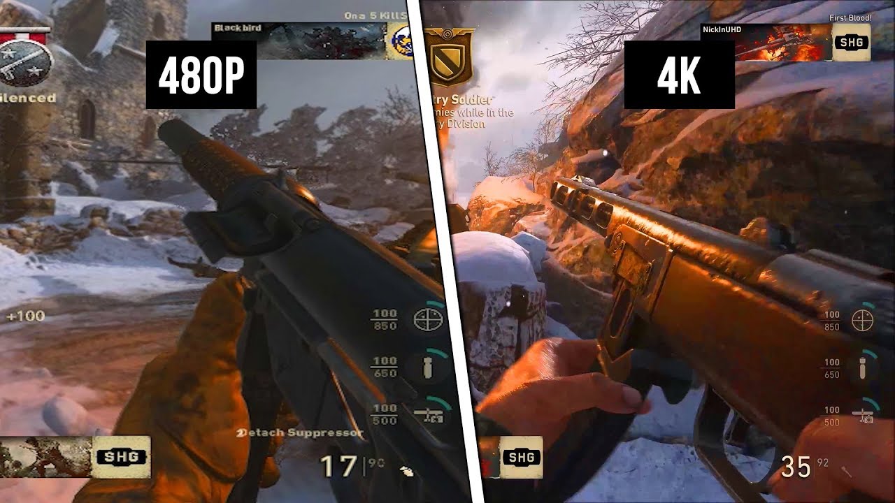 The BEST Vs The ABSOLUTE WORST Settings (4k vs 480p Graphical Comparison in COD WW2)