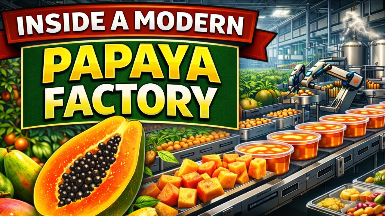 Inside a Modern Papaya Factory 🍈 | From Farm to Dessert Processing Line (4K Factory Tour)