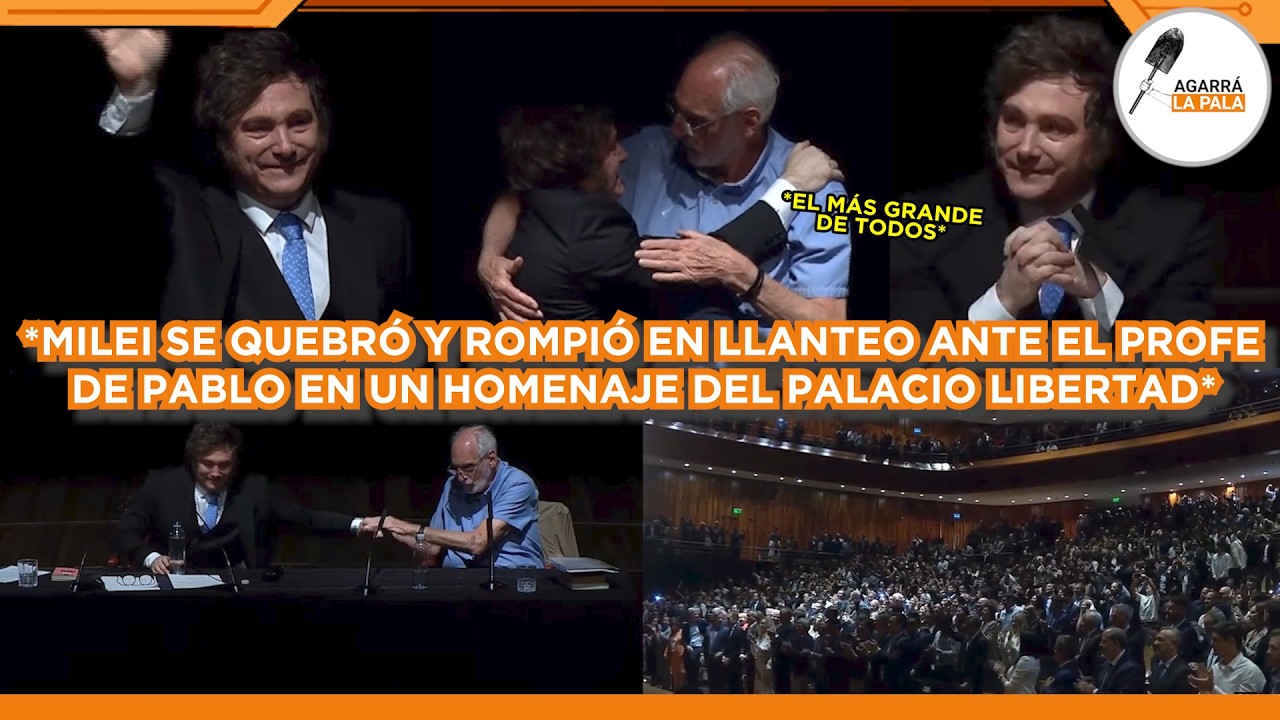 MILEI SE QUEBRÓ Y ROMPIÓ EN LLANTO ANTE EL PROFE DE PABLO EN HOMENAJE DEL PALACIO LIBERTAD 