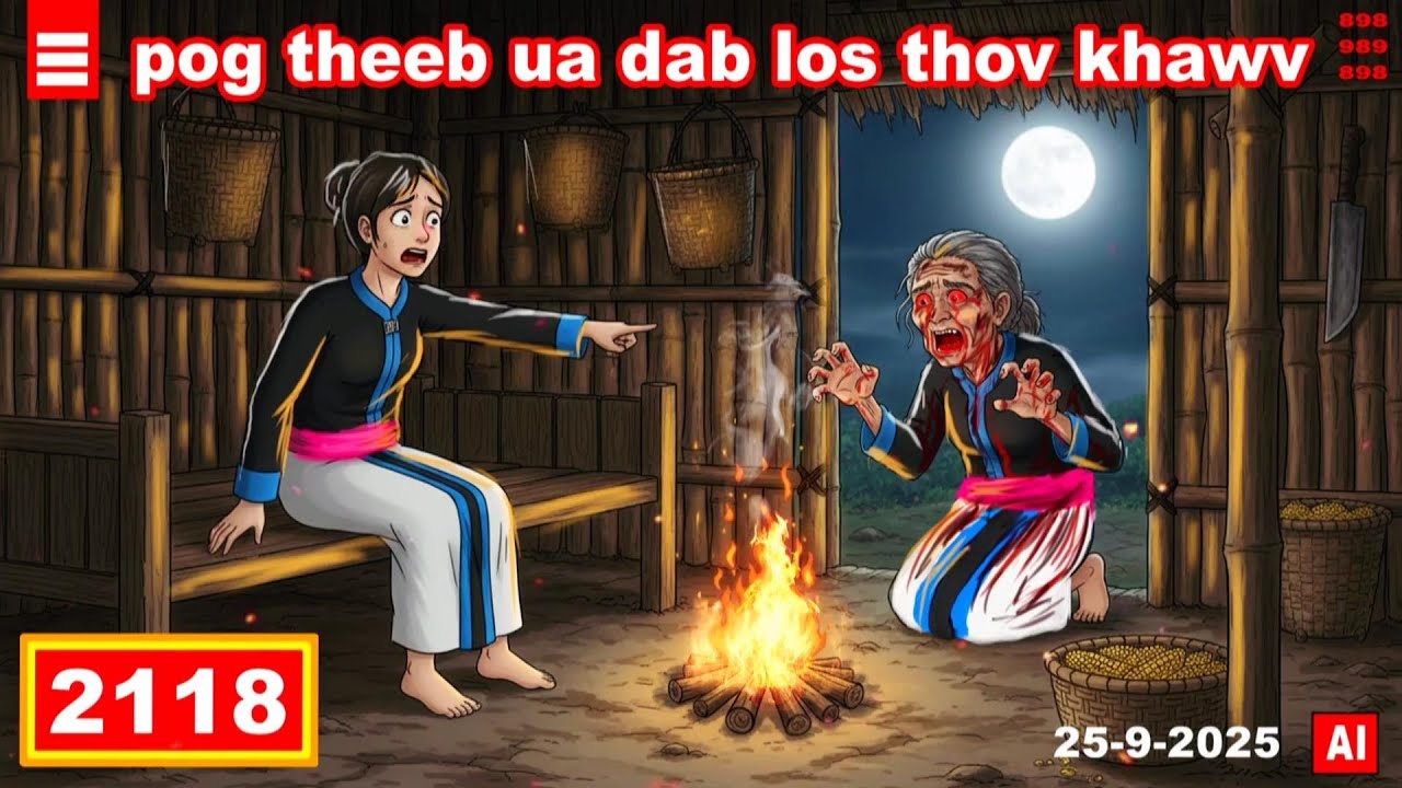 dab hais hmoob - 2118 - 25-9-2025 pog theeb ua dab los thov khawv, ผีขอทาน, The Beggar ghost.