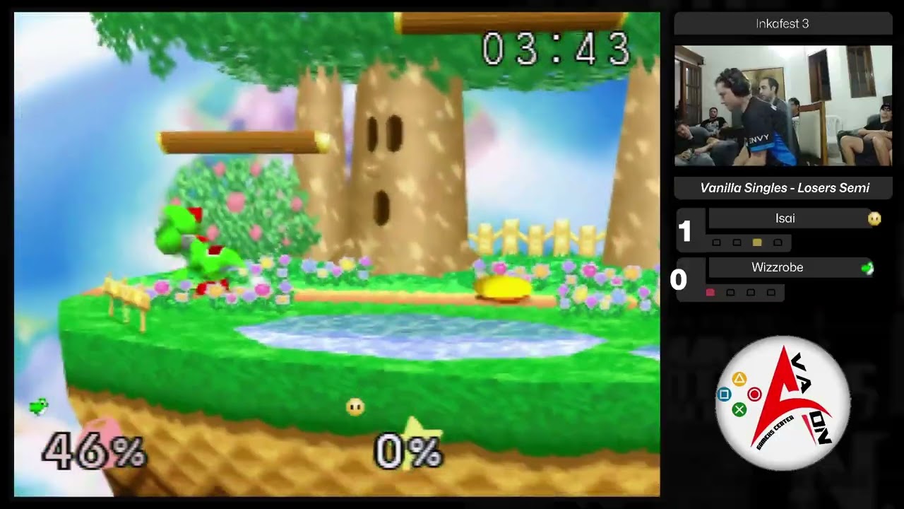 Inkafest 3 Losers Semi-Finals Isai (Kirby) vs Wizzrobe (Yoshi) Smash 64 SSB64