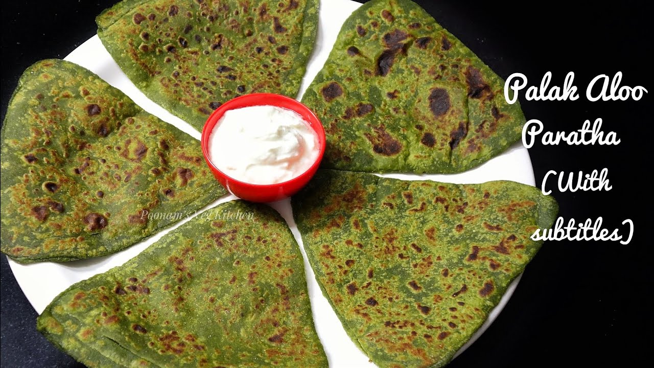 Tasty Chatpata Palak Aloo Paratha Recipe - Morning Healthy Breakfast Spinach Potato Paratha Recipe