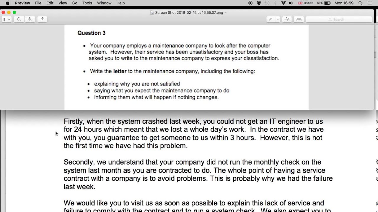 Walkthrough BEC Writing Exam Tips Part 2 Letter