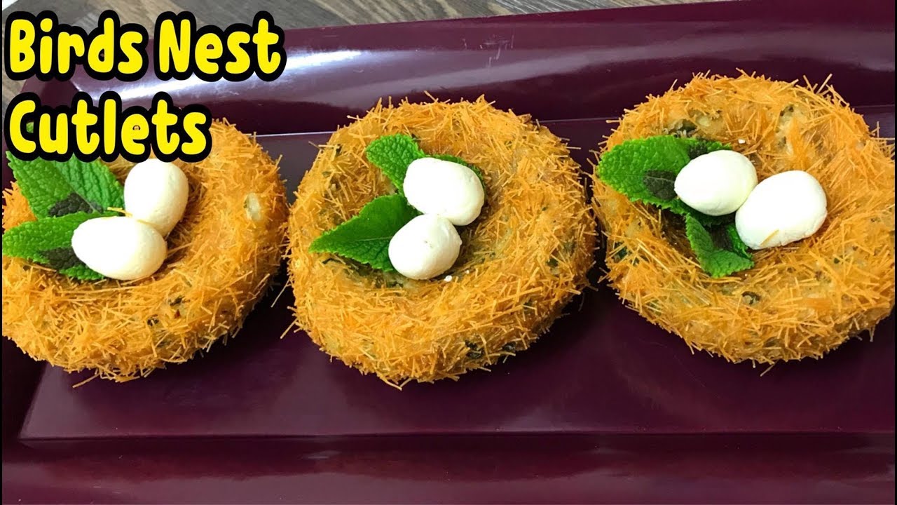 Chicken Ka Birds Nest Cutlets / Birds Nest Snacks By Yasmin’s Cooking Ramadan Recipe