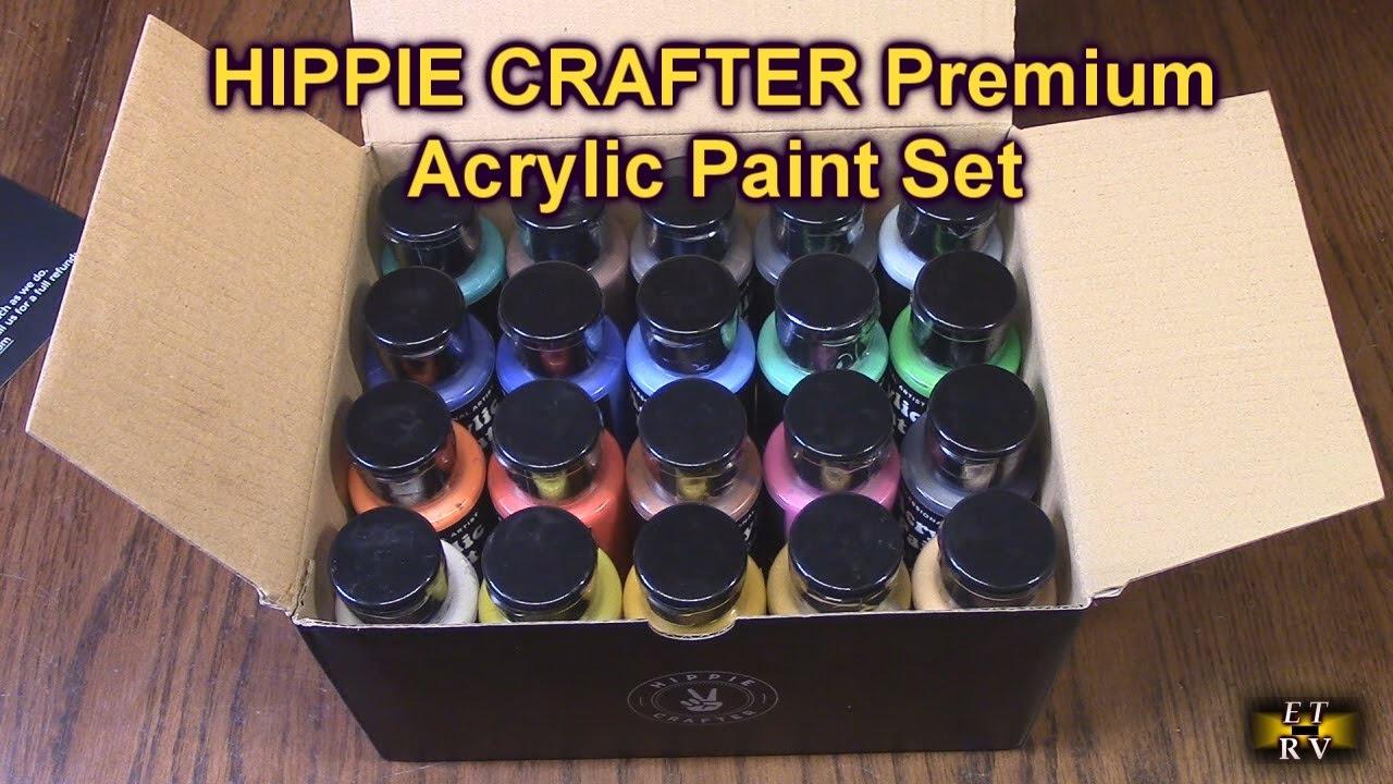 HIPPIE CRAFTER Brand Premium Acrylic Paint Set with 20 Colors  2oz (60ml) Bottles