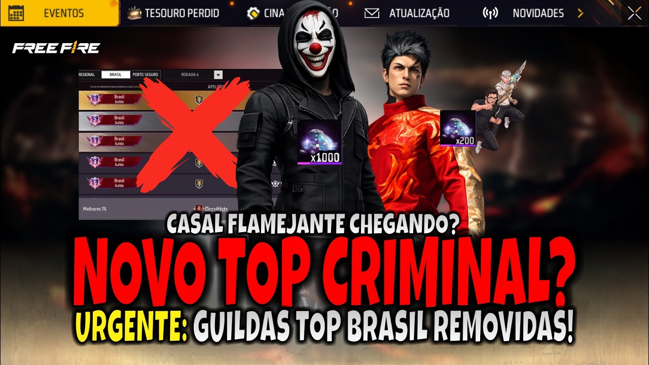 🚨URGENTE! GUILDAS TOP BRASIL EXCLUIDAS?! + NOVO TOP CRIMINAL E NOVAS SKINS | NOVIDADES FREE FIRE