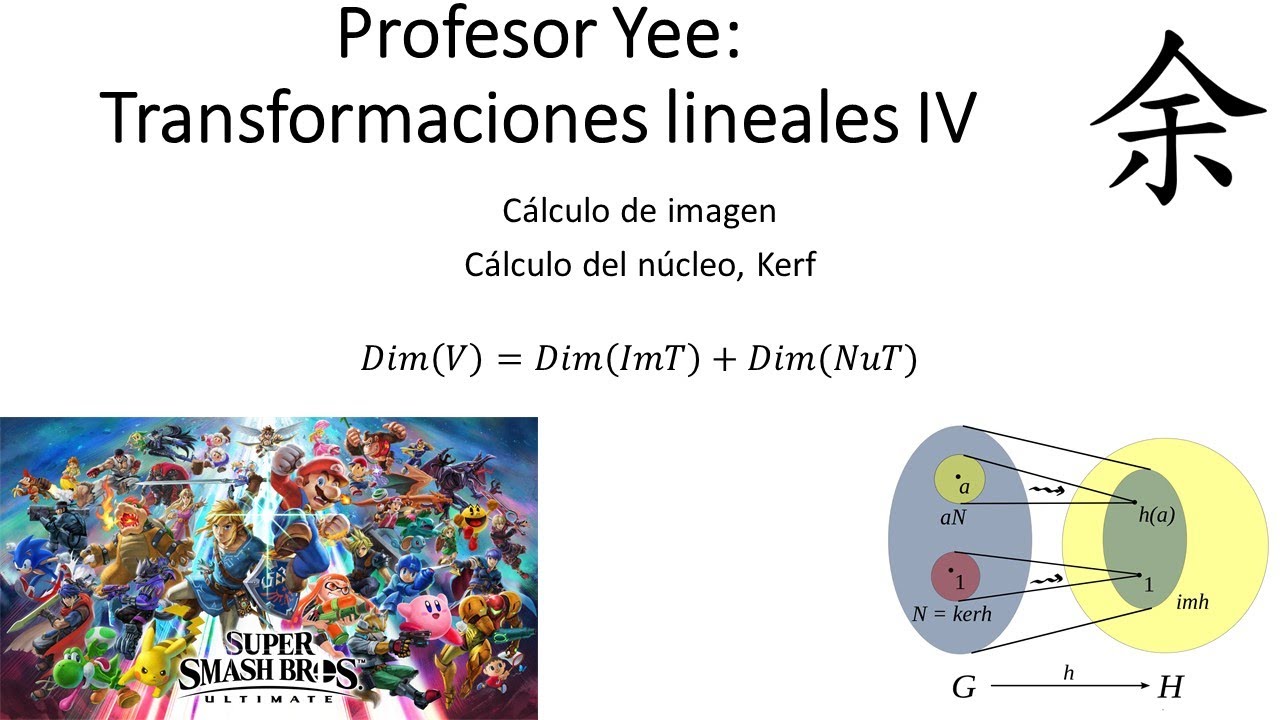 Transformaciones lineales IV. Imagen y nucleo de una transformacion. Profesor Yee
