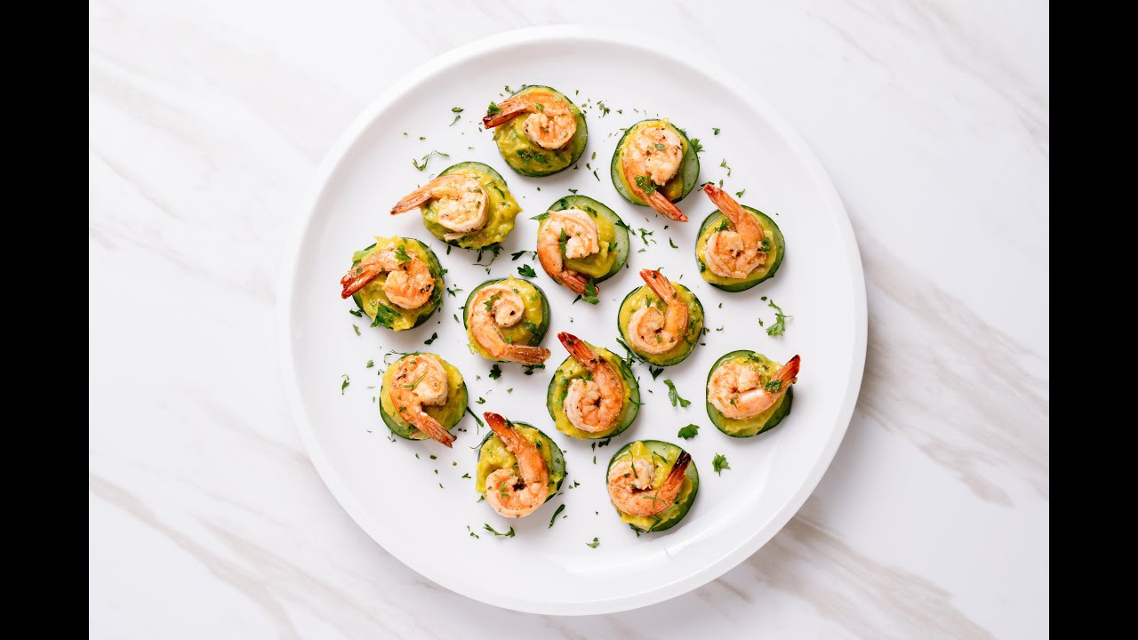 ONLY 49 CALORIES PER BITE! - Shrimp Avocado Cucumber Appetizers | #CookLikeCaptain