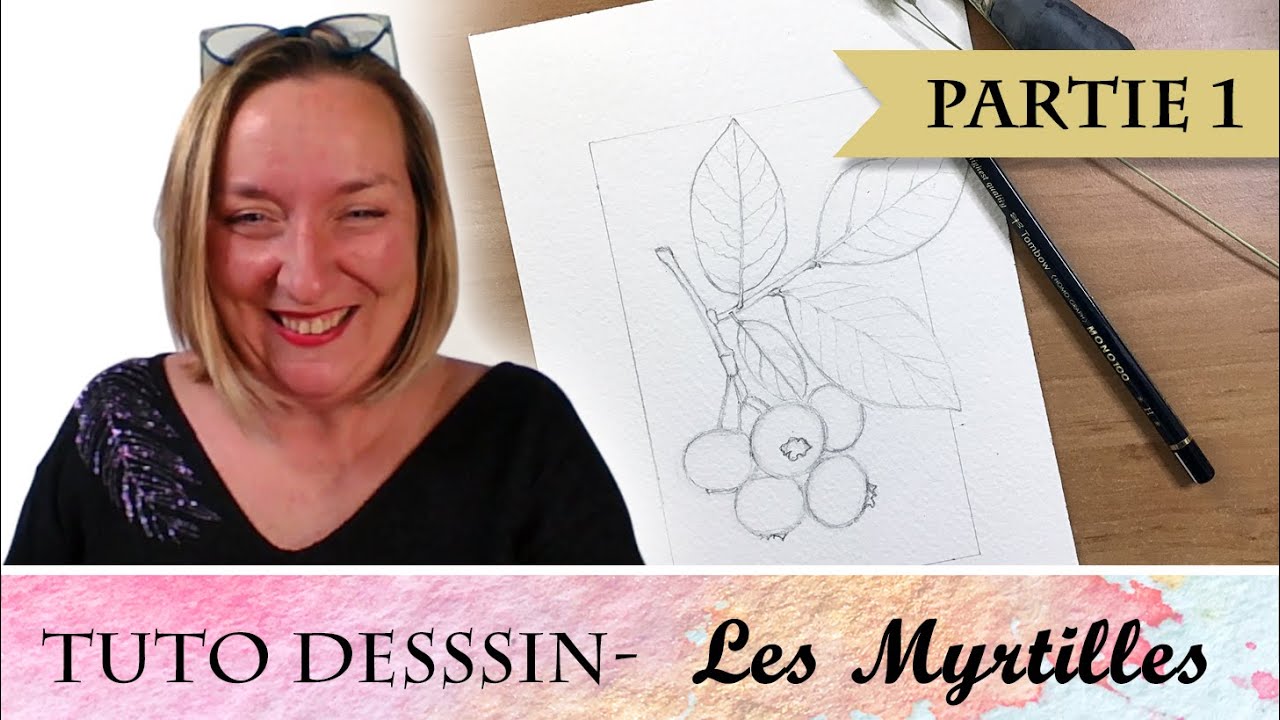Tutoriel DESSIN Débutant – J’apprends à dessiner une grappe de Myrtilles avec Virginie Lucas