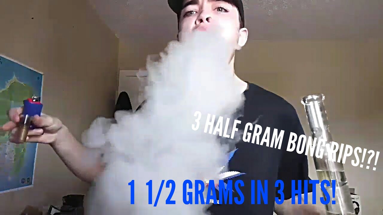 1  1/2 GRAMS IN 3 HITS!?! (triple half gram bong rip)