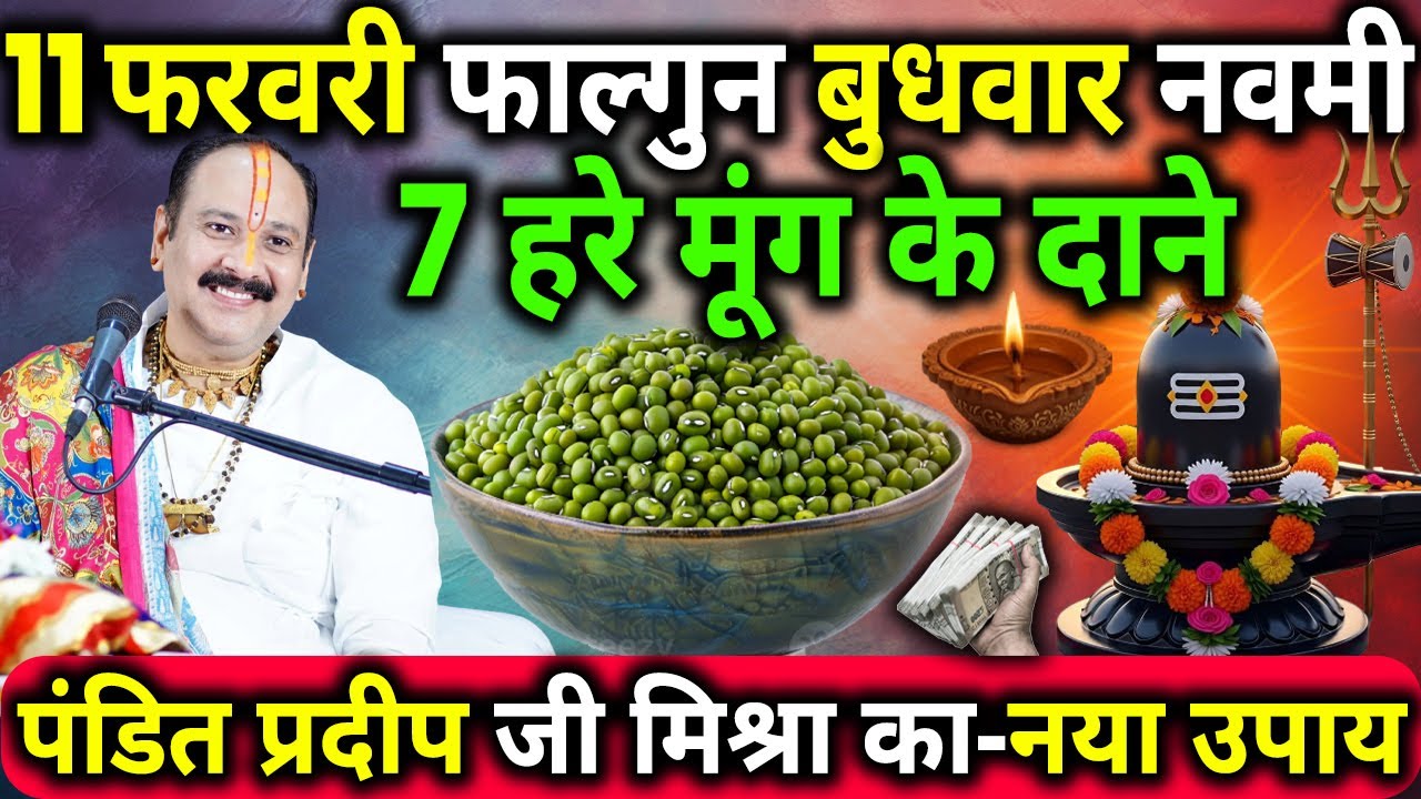 11 फरवरी फाल्गुन बुधवार नवमी तिथि के दिन 7 हरे मूंग वाला उपाय जरुर करे || Pradeep Ji Mishra