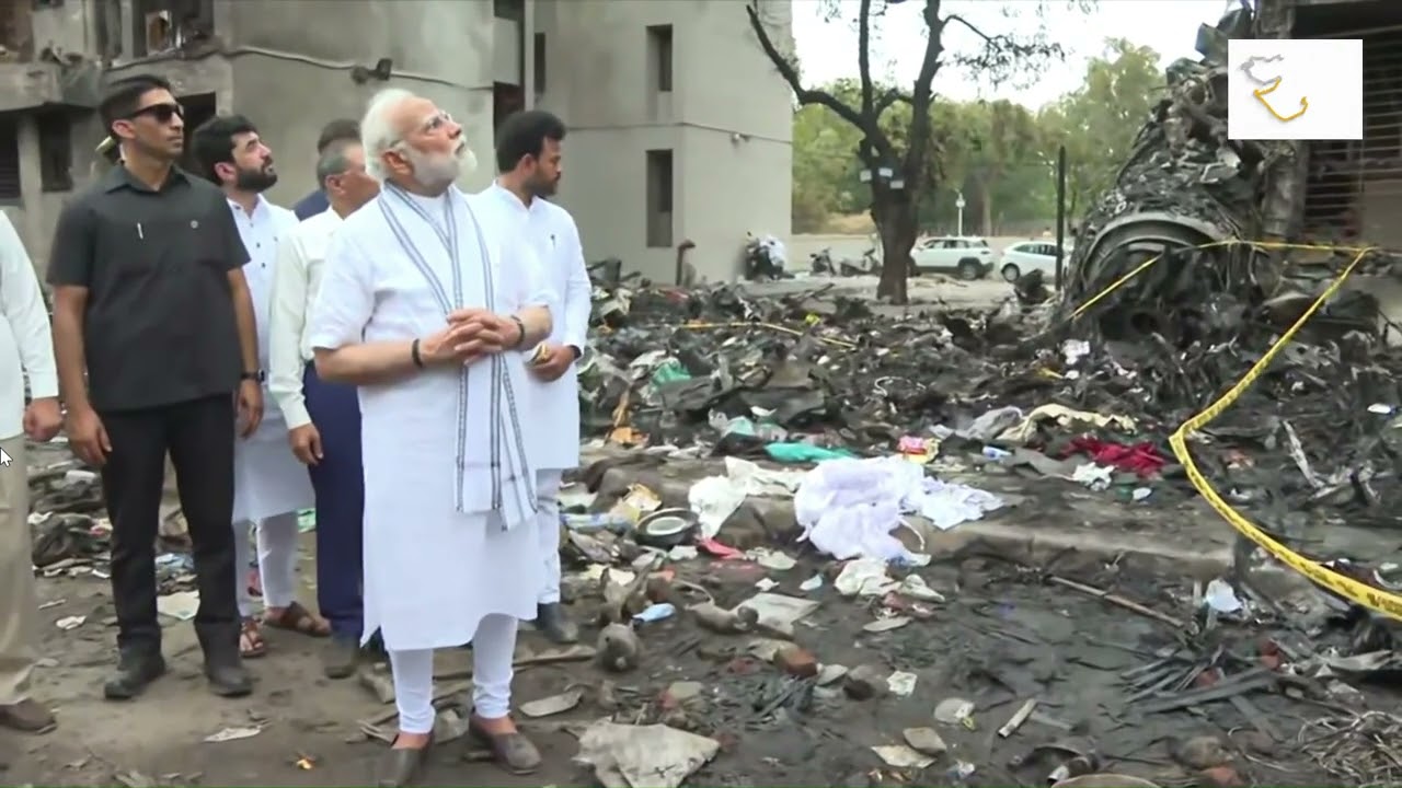 PM Modi visits Air India plane crash site in Ahmedabad | LIVE