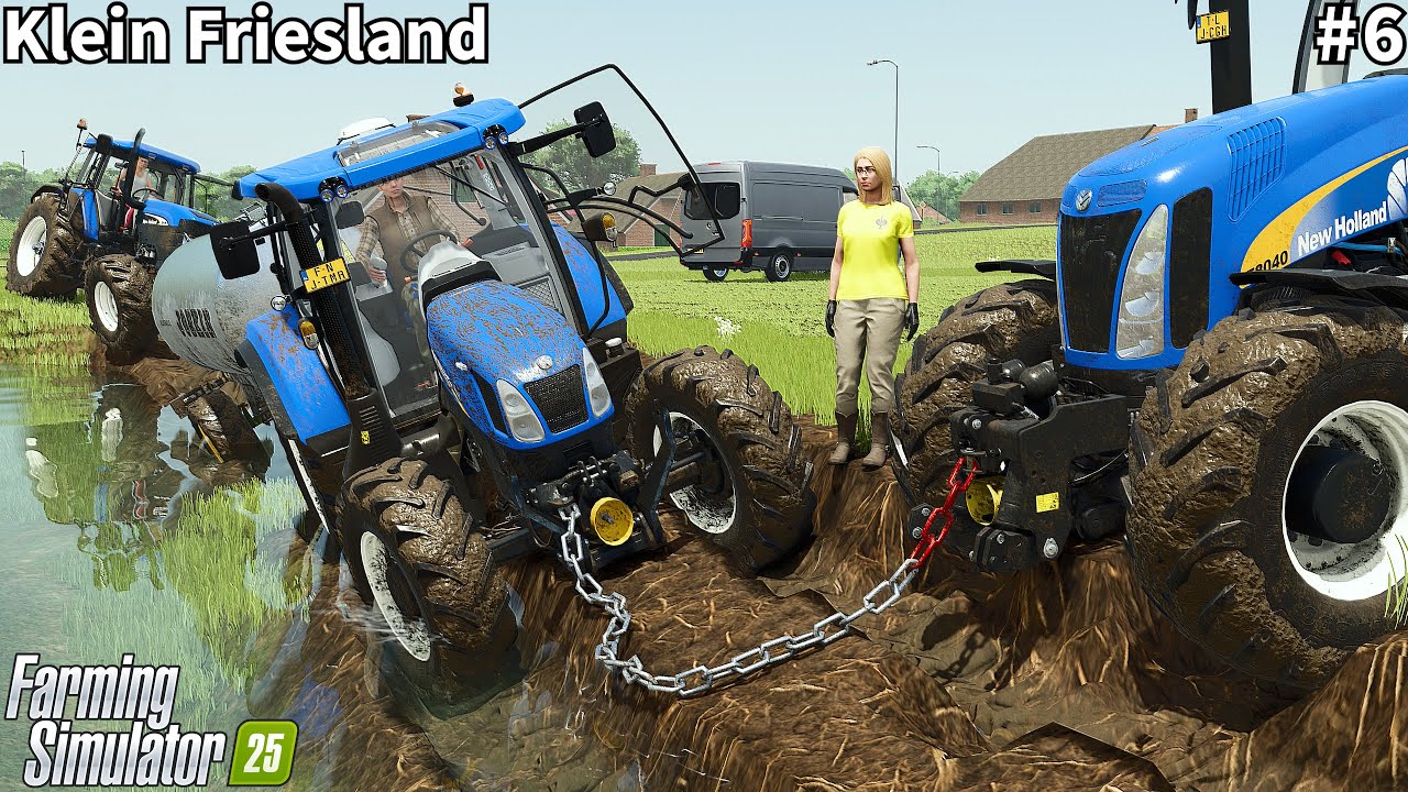 Спасение катера New Holland, застрявшего в голландском канале │Кляйн Фрисландия│FS 25│Таймлапс#6