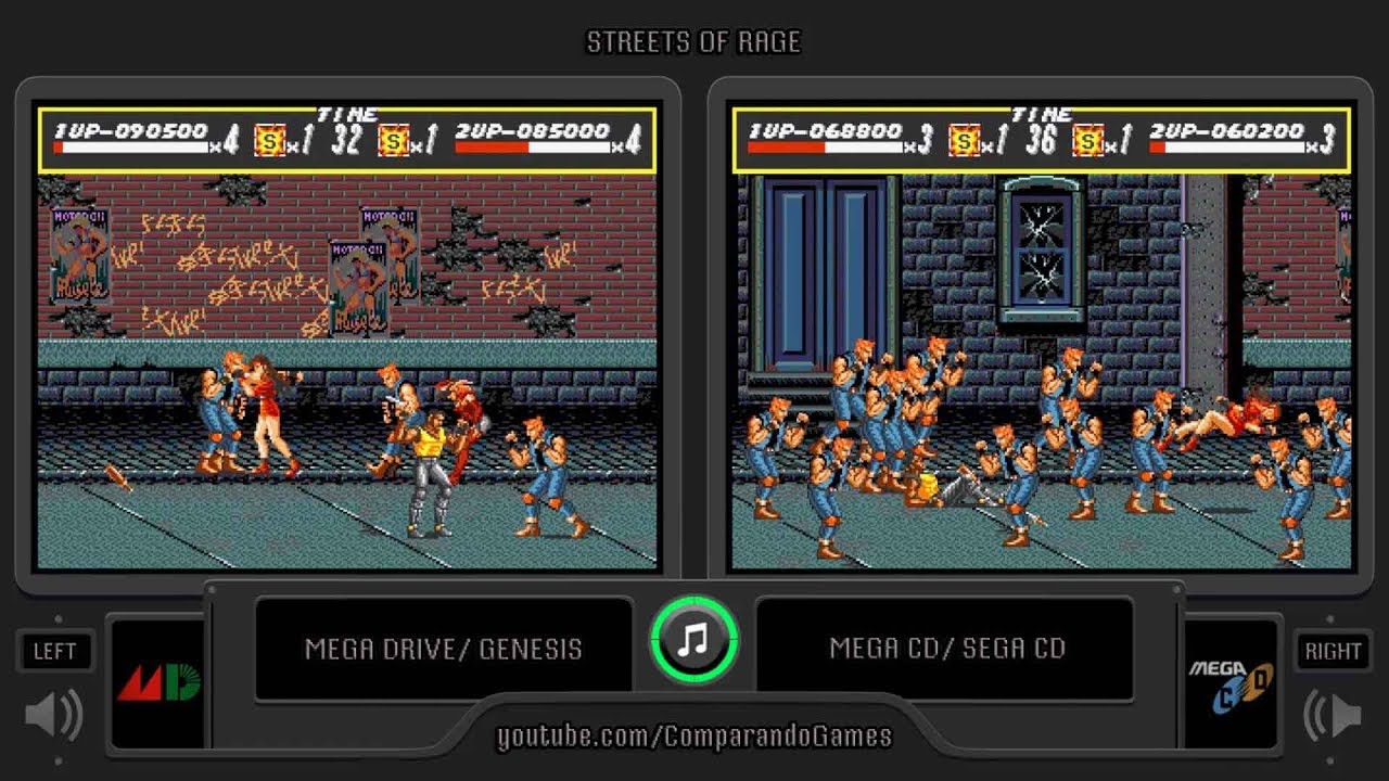 Streets of Rage (Sega Genesis vs Sega Cd) Side by Side Comparison