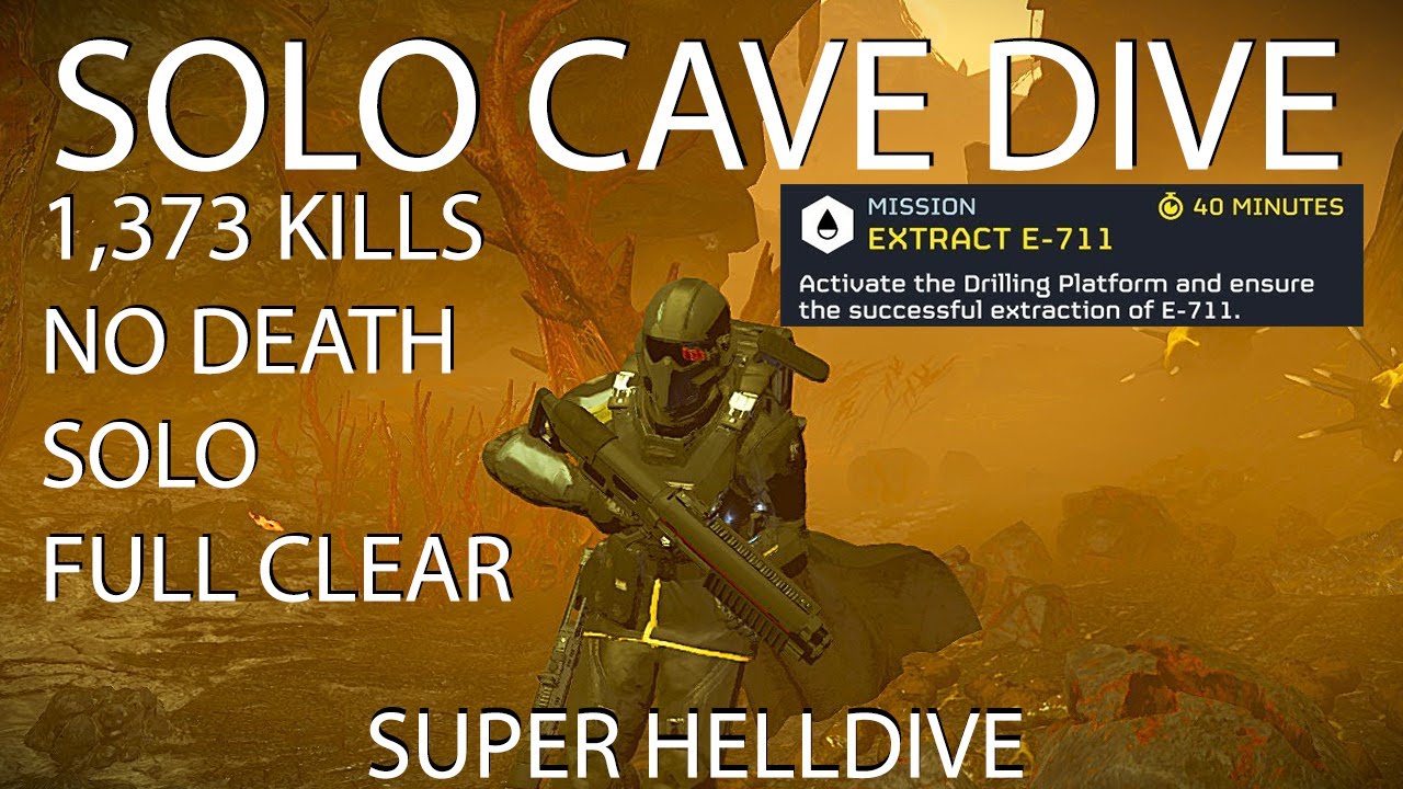 Helldivers 2 - SOLO CAVE DIVE - No Death Full Clear Solo - 1,373 KILLS - Super Helldive