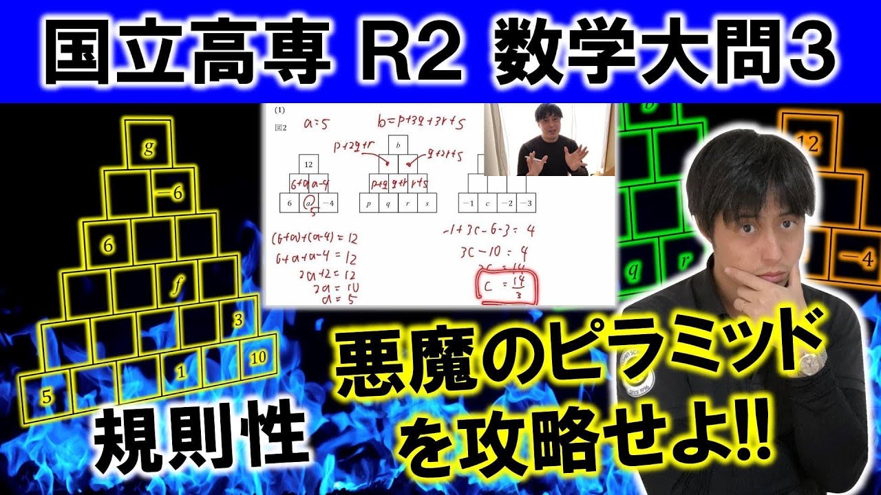 【過去問解説】2020年 高専数学 大問3 規則性 悪魔のピラミッドを登頂できるか？ 一心塾 篠栗 福岡