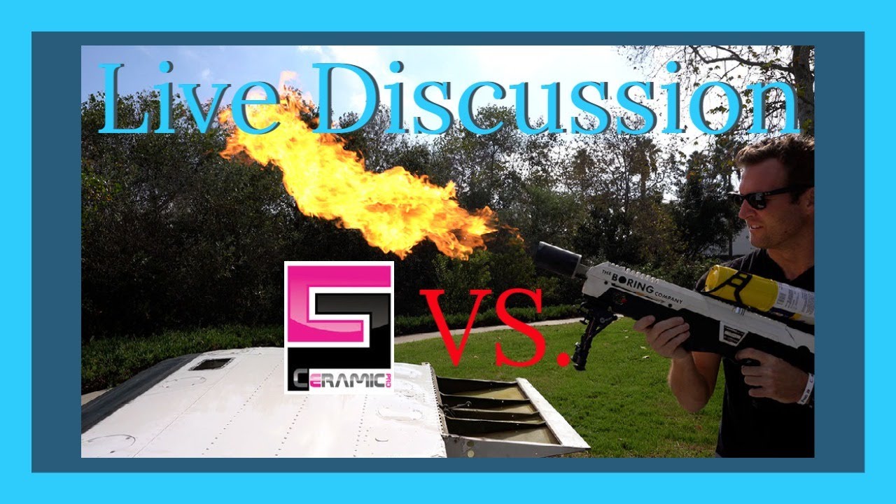 Live Intro to Boring Company Flame Thrower VS. Ceramic Pro on Airplane Wing and Aircraft Window