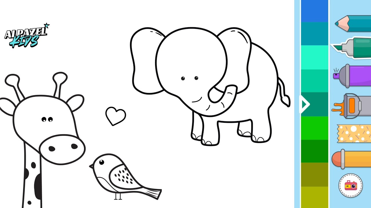 Mewarnai Gambar Gajah dan Jerapah 🐘🦒🎨 | Video Mewarnai Hewan Anak