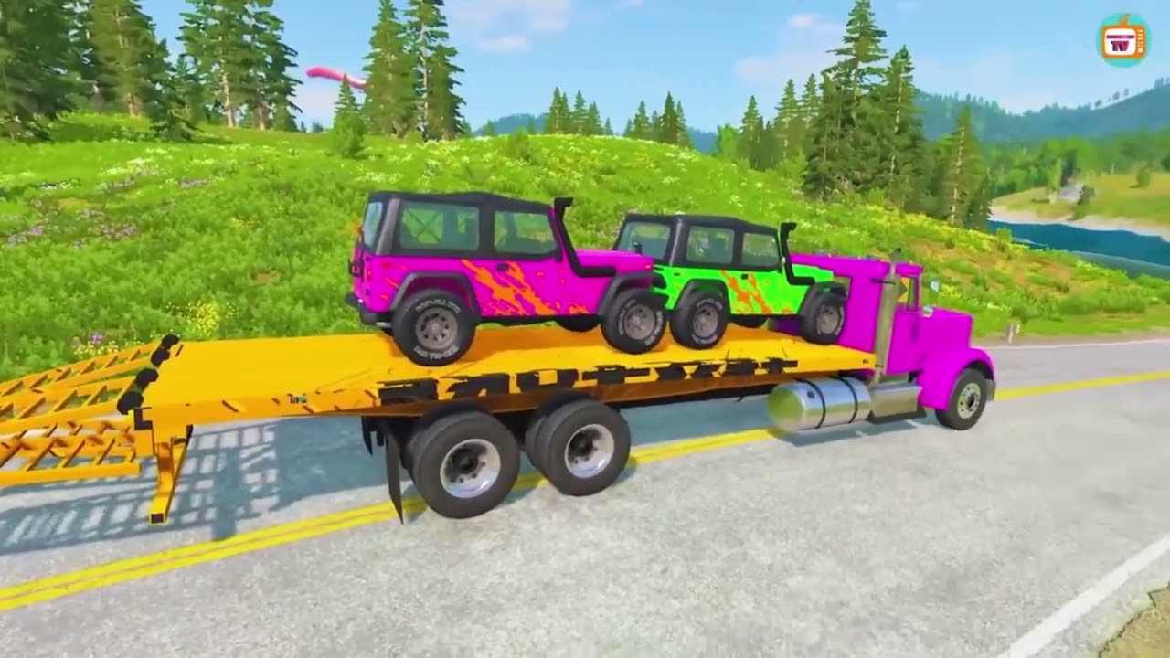 cars and speed bumps, trucks, concrete mixers,dump trucks, cranes, ambulances,  police cars, cars 25