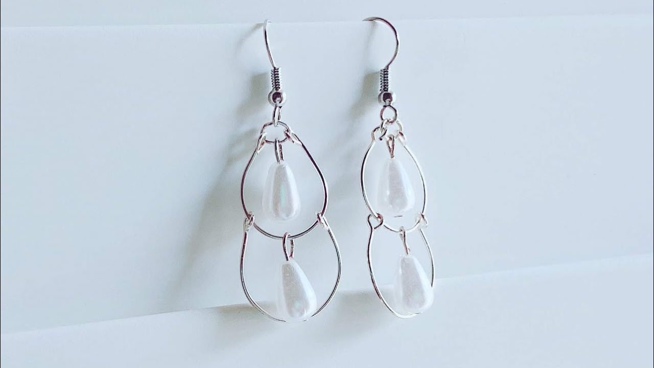 Simple diy earrings/making pearl drop earrings/make simple earrings with eye pins/earrings making