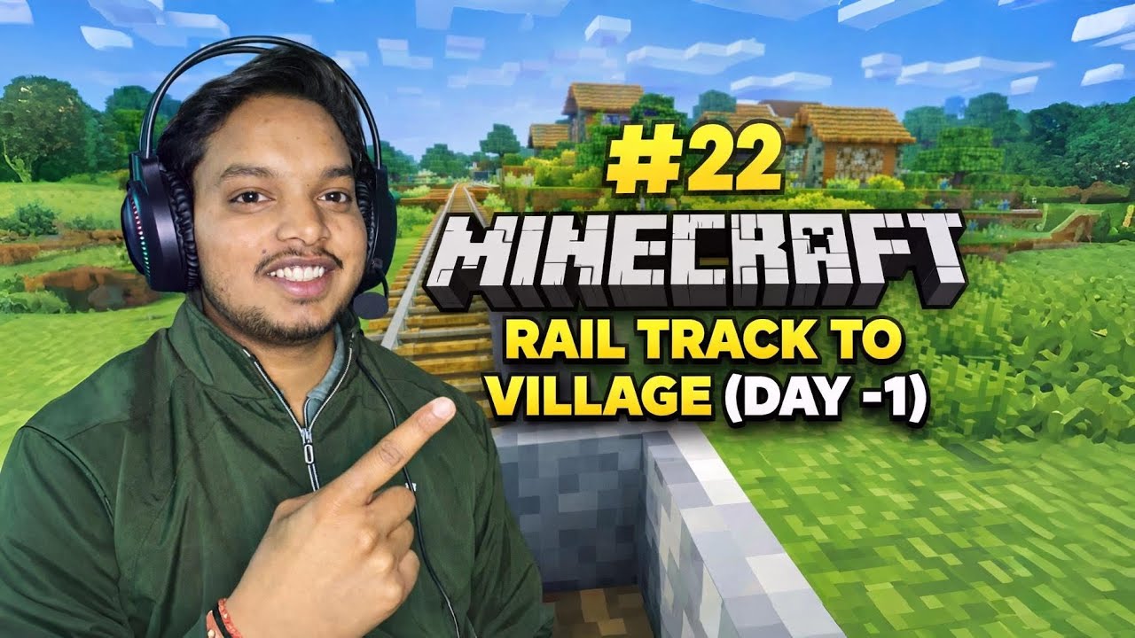 #22 RAIL TRACK TO VILLAGE (DAY - 1) - Minecraft PE survival series #youtuber