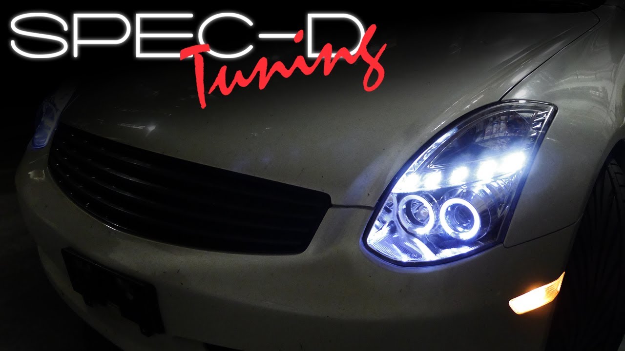 SPECDTUNING INSTALLATION VIDEO:2003-2007 INFINITI G35 COUPE PROJECTOR HEADLIGHTS