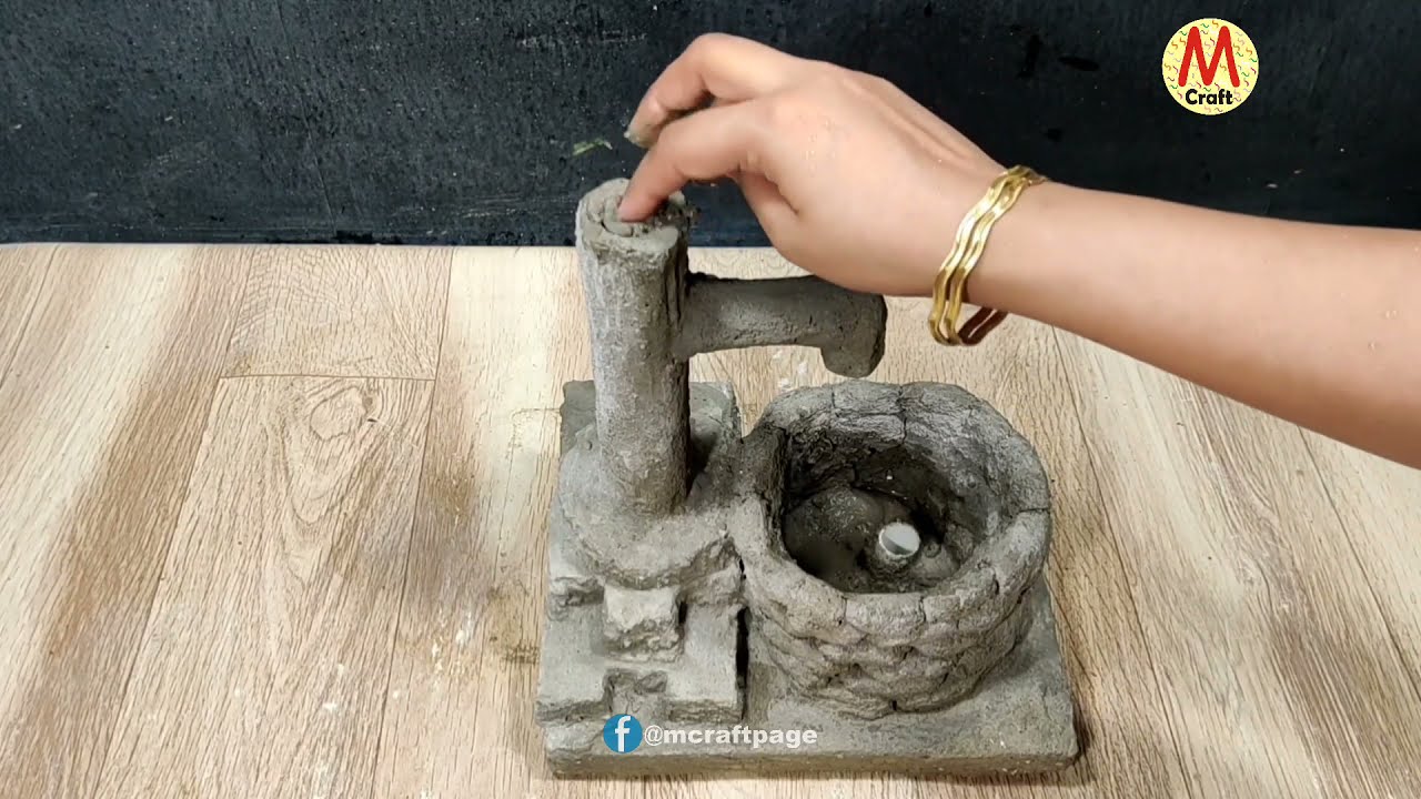 Two cemented waterfall fountain making at home