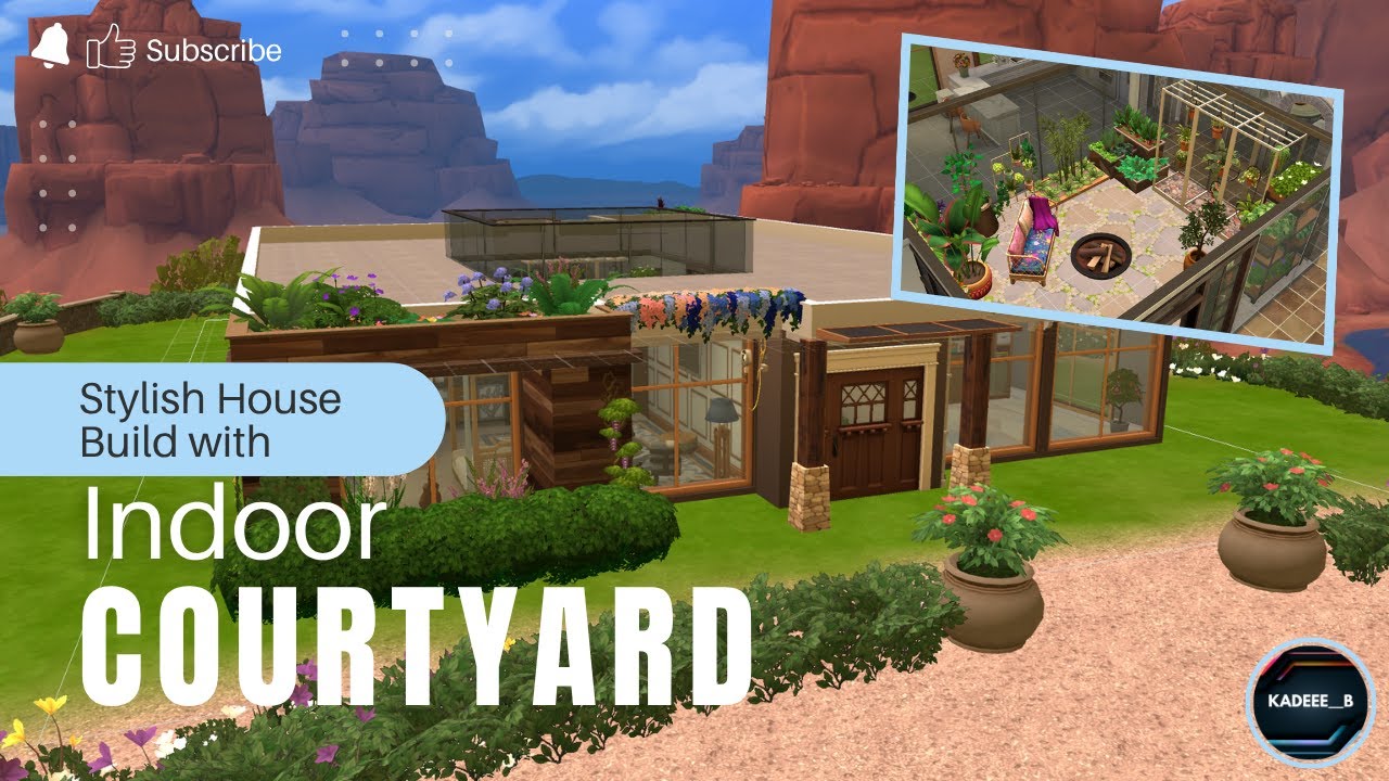 Stylish House Build with Interior Courtyard | Sims 4