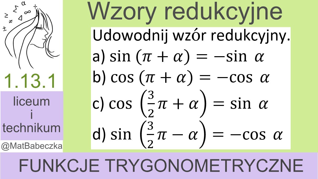 1.13.1 Udowodnij wz&oacute;r redukcyjny. a) sin⁡(&pi;+&alpha;)=-sin⁡&alpha; b) cos⁡(&pi;+&alpha;)=-cos⁡&alpha;  c) cos⁡(3/2 &pi;+&alpha;)=sin⁡&alpha; d)