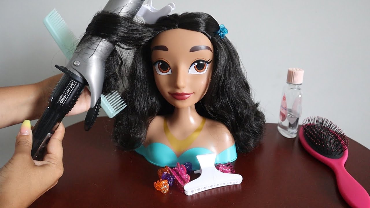 ASMR | Curling Doll Head Hair, Hair Brushing, Combing Hair & Hairplay Clips