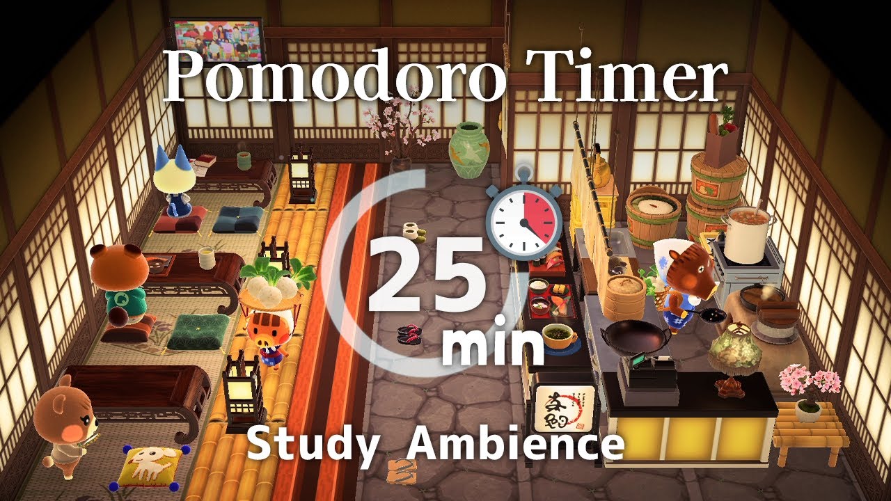 🎧⏱2H Pomodoro(25/5) ¨̮🍅 - Sakura Eatery Ambience 🌸🍣 for Productive Study and Work📝☕